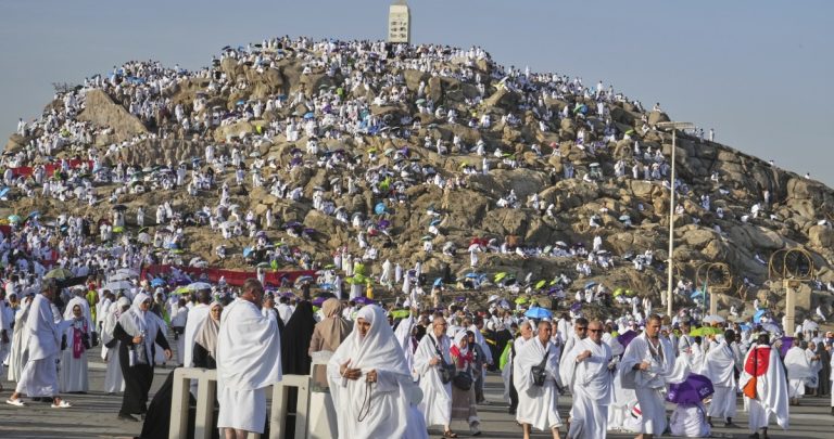 ضيوف-الرحمن-يؤدون-ركن-الحج-الأعظم-على-صعيد-'جبل-الرحمة'