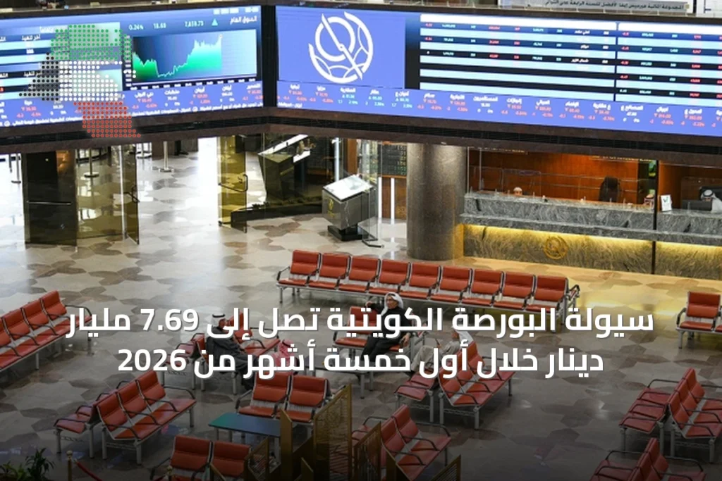 سيولة البورصة الكويتية تصل إلى 7.69 مليار دينار خلال أول خمسة أشهر من 2026 8 سيولة البورصة الكويتية تصل إلى 7.69 مليار دينار خلال أول خمسة أشهر من 2026