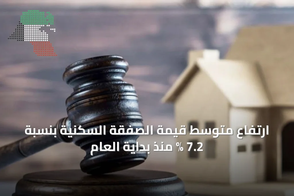 ارتفاع متوسط قيمة الصفقة السكنية بنسبة 7.2 % منذ بداية العام 1 ارتفاع متوسط قيمة الصفقة السكنية بنسبة 7.2 % منذ بداية العام