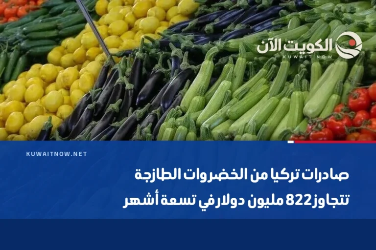 صادرات تركيا من الخضروات الطازجة تتجاوز 822 مليون دولار في تسعة أشهر